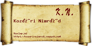 Kozári Nimród névjegykártya